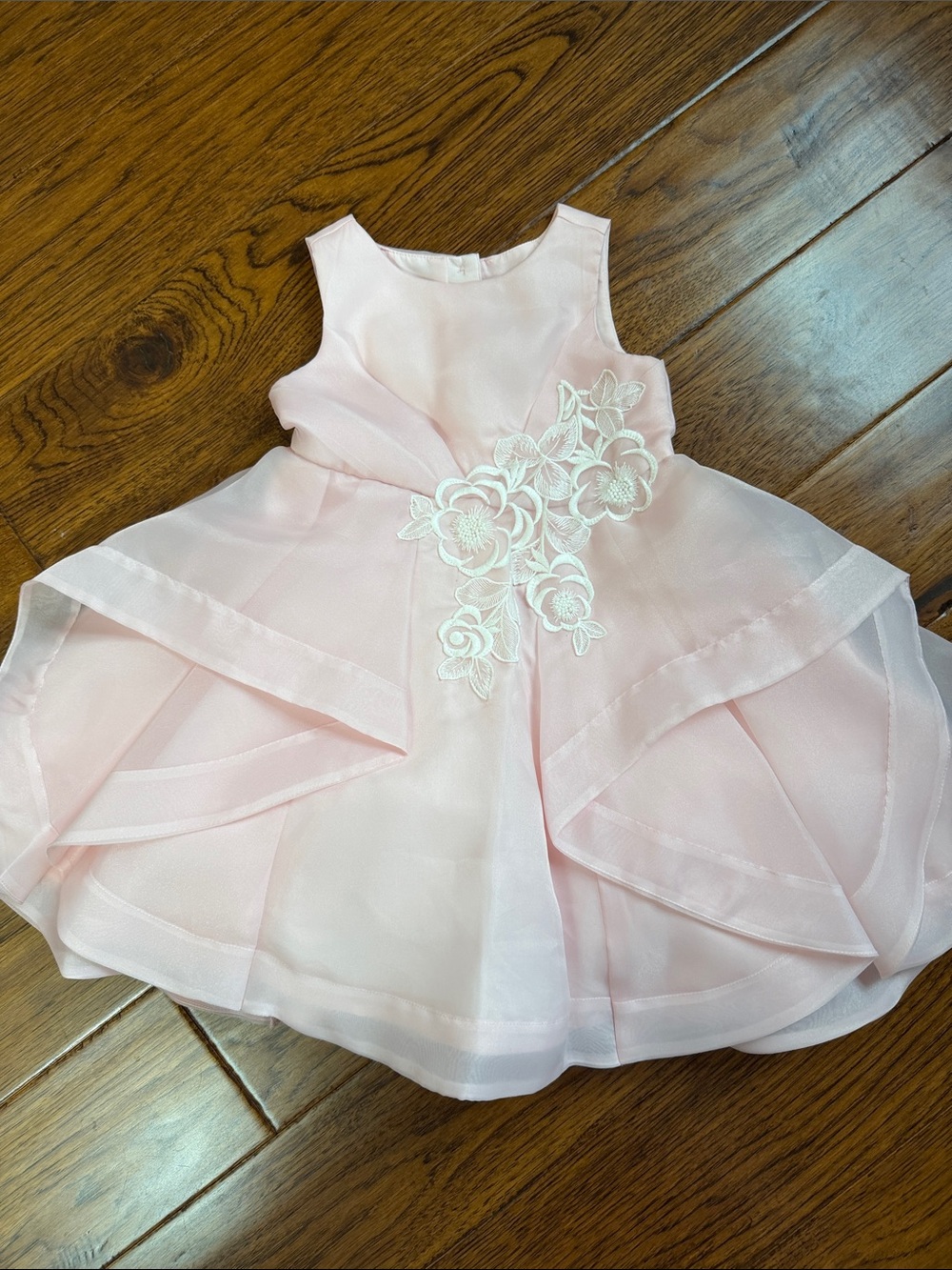 Pink Floral Applique Girls' Party Dress